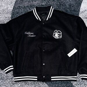 PacSun Psycho Bunny Black and White Varsity Jacket